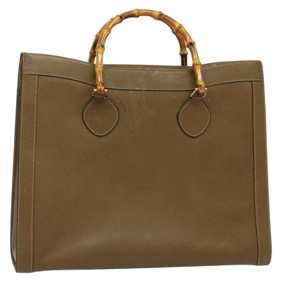 GUCCI Bamboo Hand Bag Leather Brown Gold 002 1186 002 1186 - Picture 1 of 16
